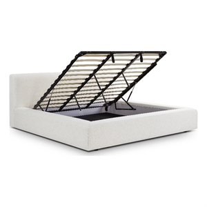 Meena Cream Upcycled Linen Storage King Bed