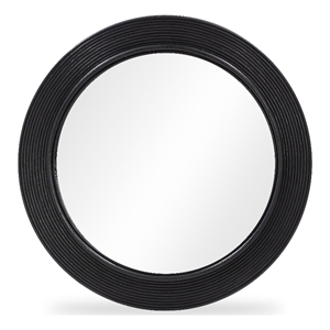 Tanya Black Rattan Round Wall Mirror