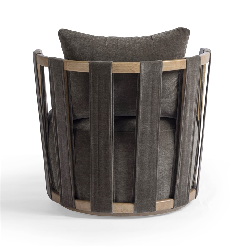 Paolo Chocolate Brown Upcycled Fabric Swivel Chair