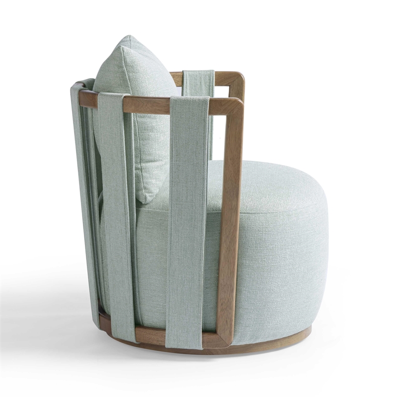 Paolo Mint Green Textured Weave Swivel Chair