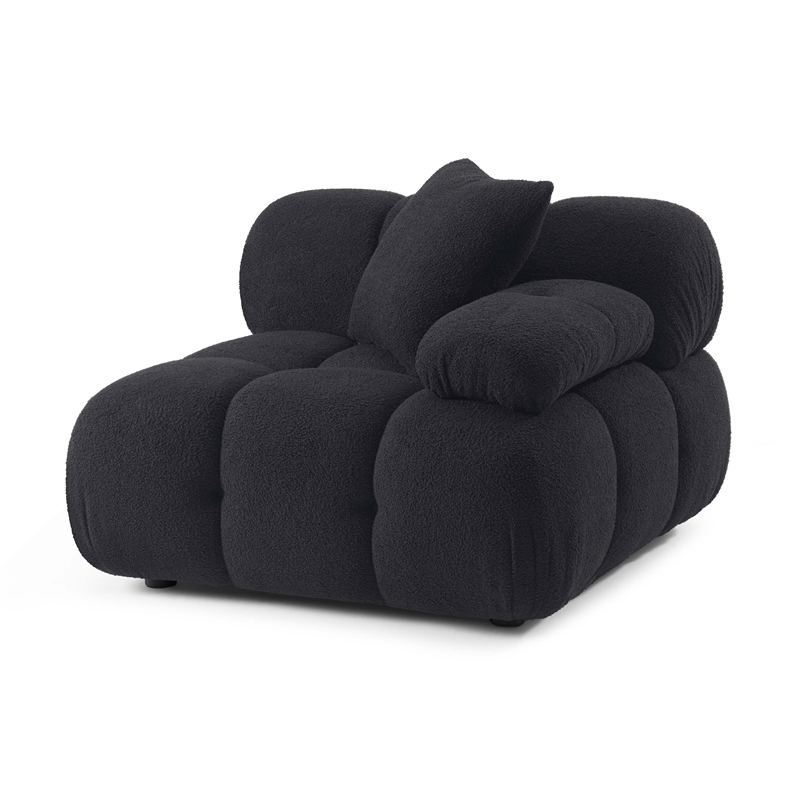 Calliope Black Vegan Shearling Modular Corner Chair