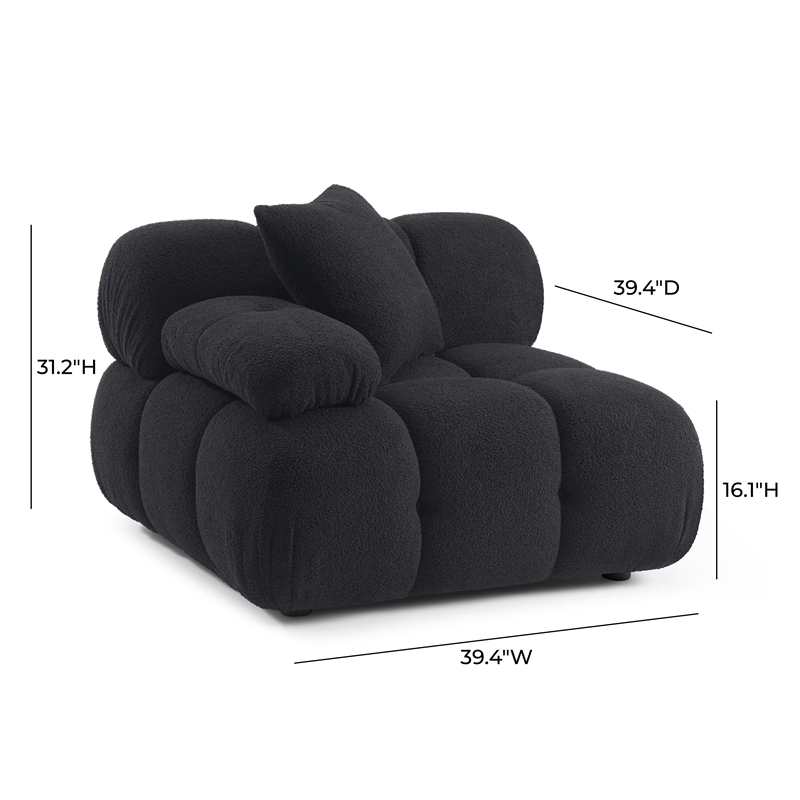 Calliope Black Vegan Shearling Modular Corner Chair