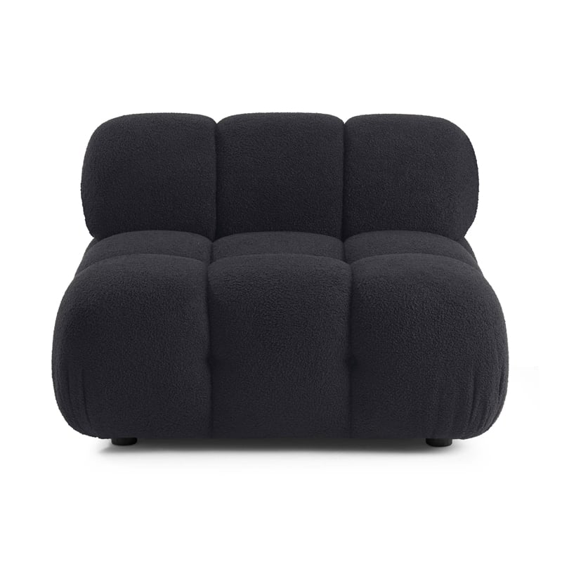 Calliope Black Vegan Shearling Modular Armless Chair