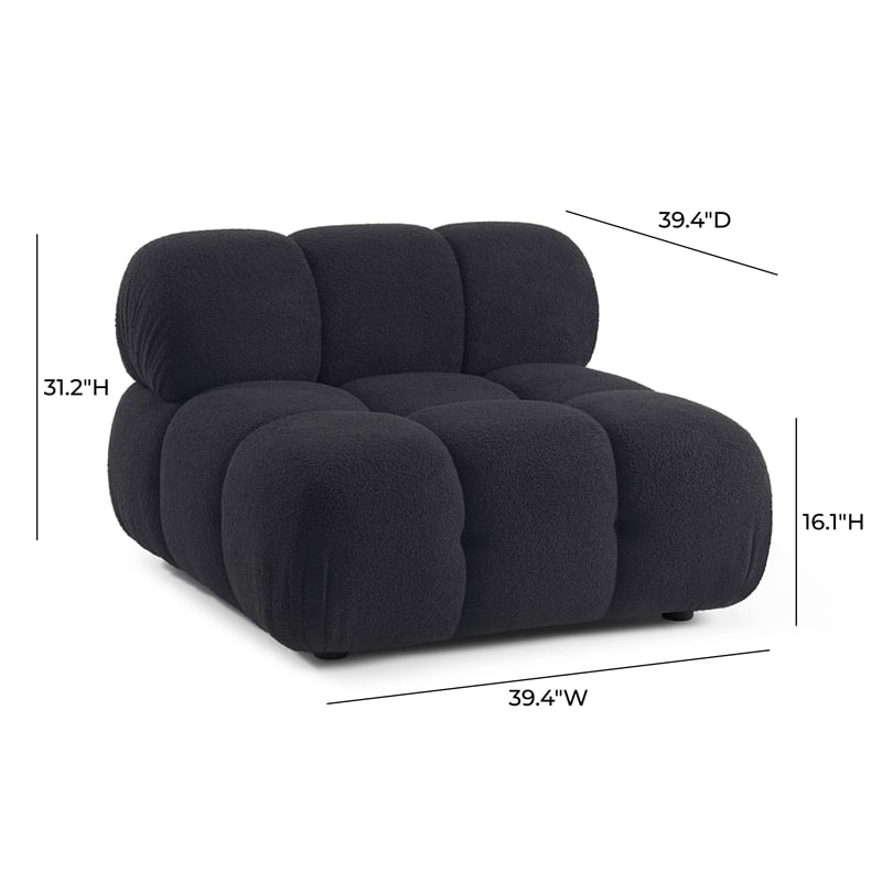 Calliope Black Vegan Shearling Modular Armless Chair