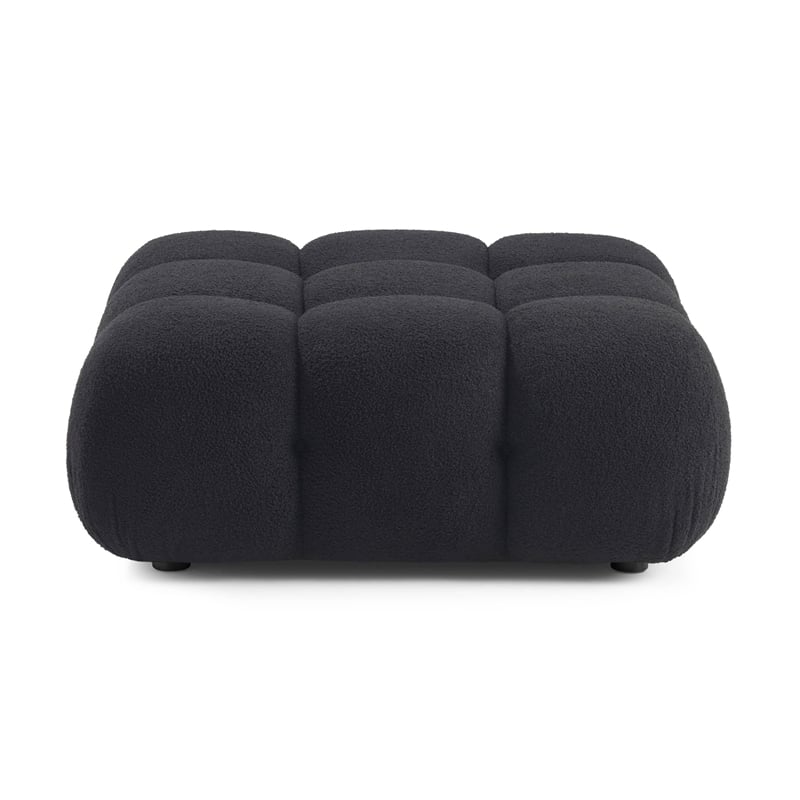 Calliope Black Vegan Shearling Modular Ottoman