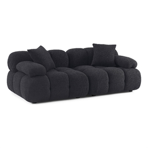 Calliope Black Vegan Shearling Modular Loveseat