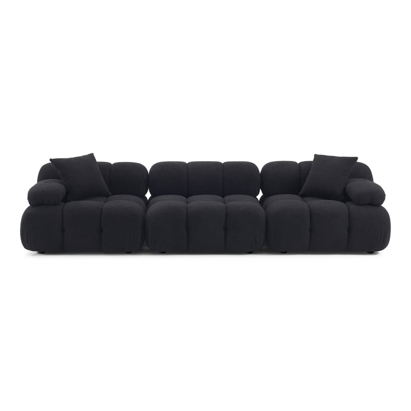 Calliope Black Vegan Shearling Modular Sofa