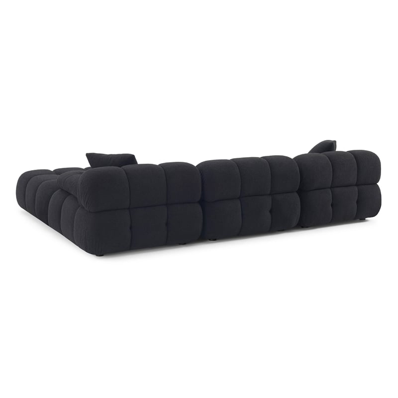 Calliope Black Vegan Shearling 4-piece Modular Sectional