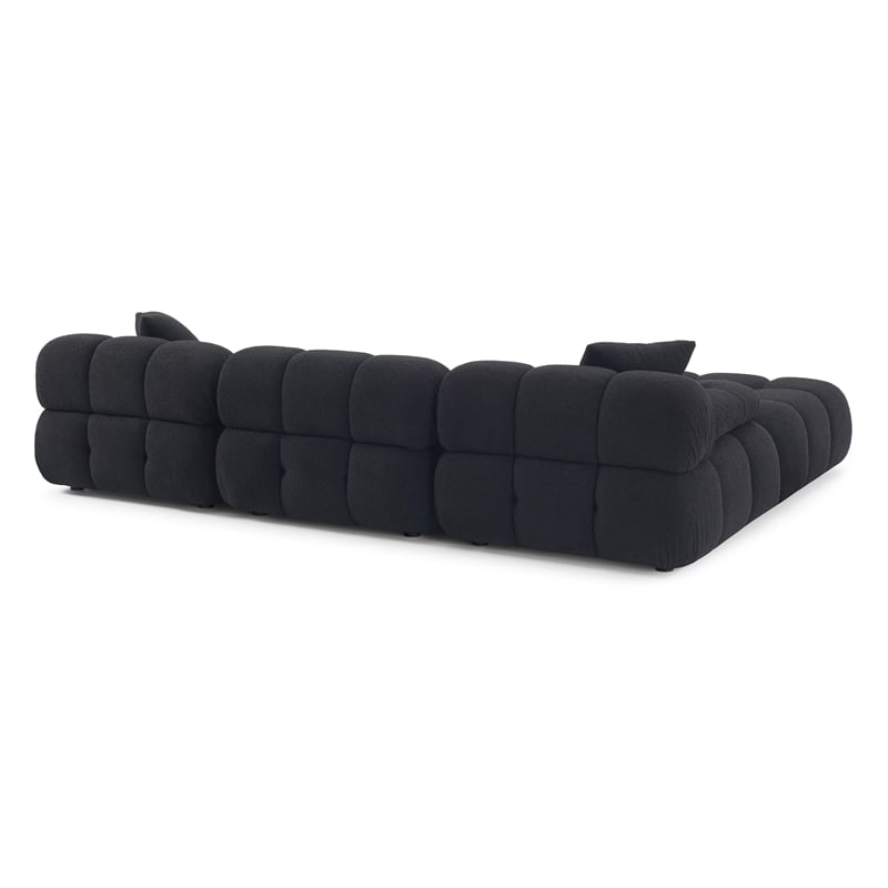 Calliope Black Vegan Shearling 4-piece Modular Sectional