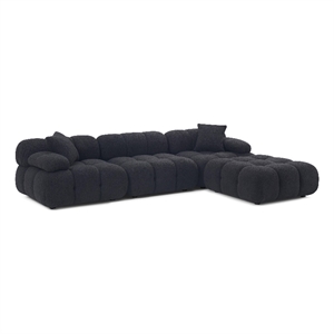 Calliope Black Vegan Shearling 4-piece Modular Sectional