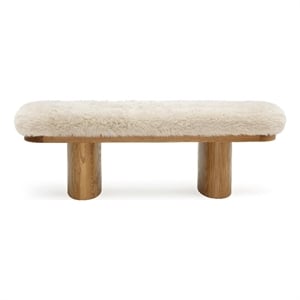 Ollie Natural Straight Vegan Shearling Bench