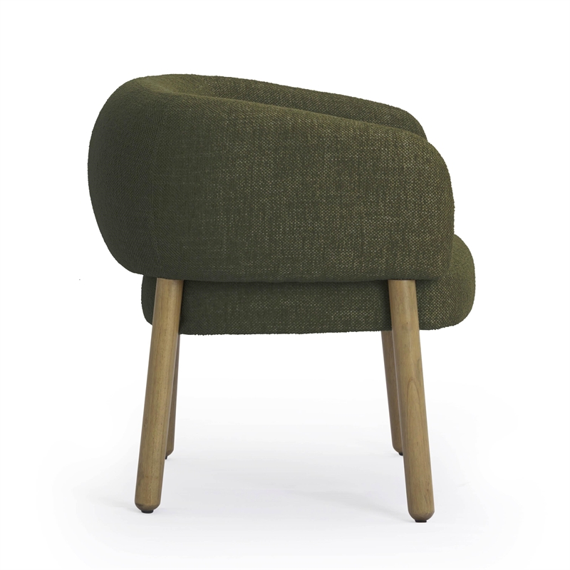 Foxy Olive Green Textured Fabric Accent Chair