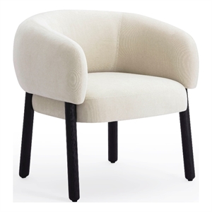 Foxy Cream Basketweave Chenille Upholstered Accent Chair