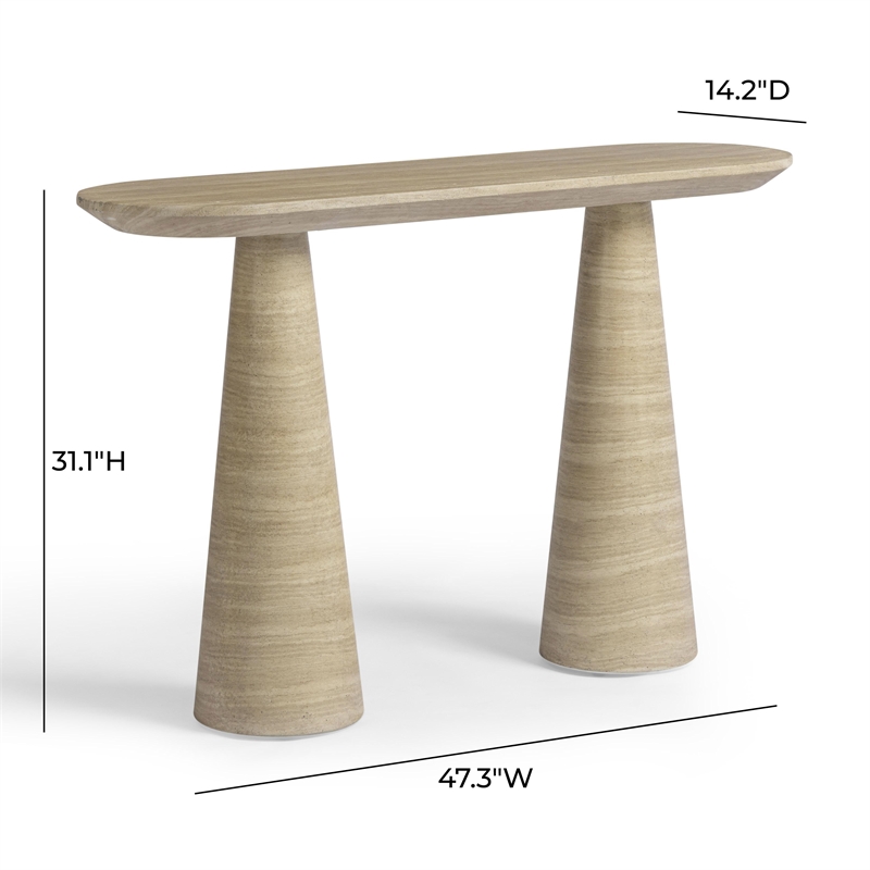 Sandra Faux Travertine Indoor/Outdoor Console Table