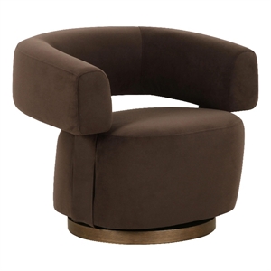 River Chocolate Brown Performance Velvet Swivel Accent Chair