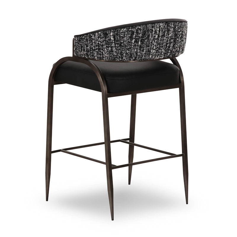 Tatum Black Vegan Leather 2-Tone Counter Stool