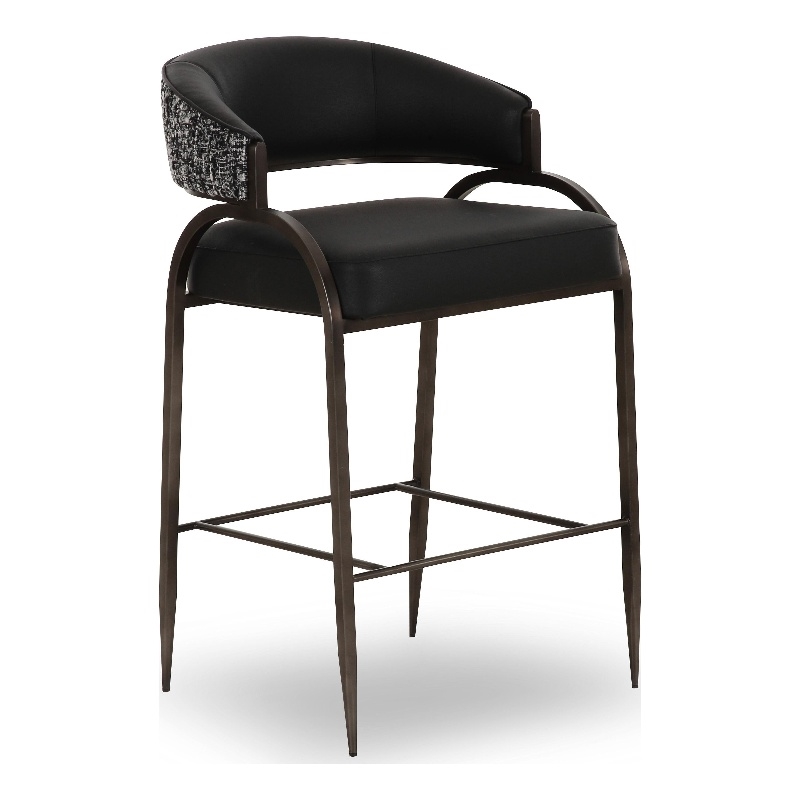 Tatum Black Vegan Leather 2-Tone Counter Stool