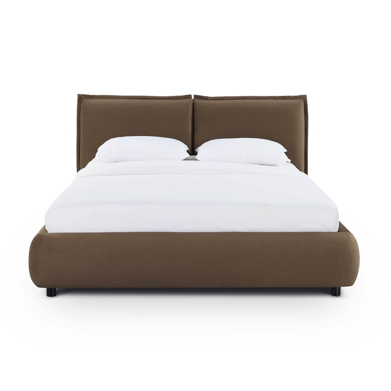 Mel Brown Faux Mohair Upholsterd Queen Bed
