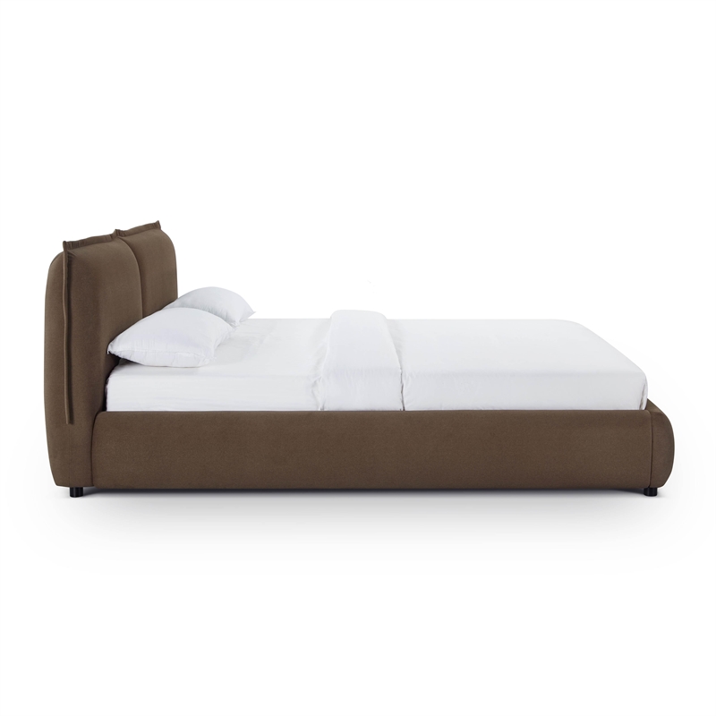 Mel Brown Faux Mohair Upholsterd Queen Bed