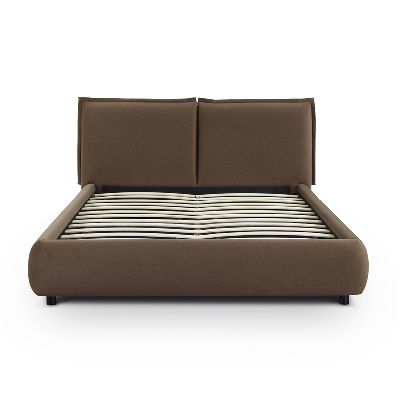 Mel Brown Faux Mohair Upholsterd Queen Bed