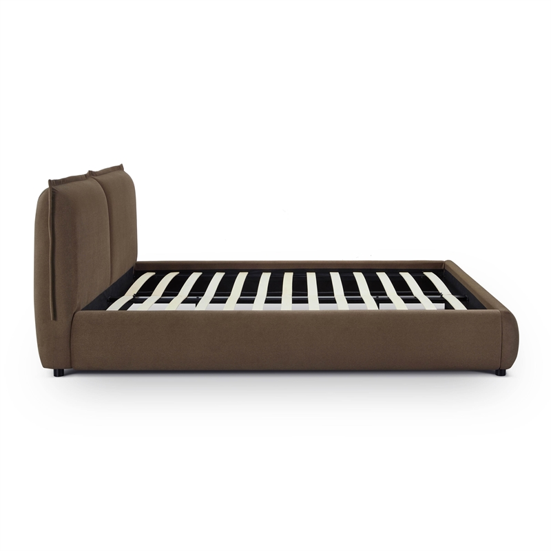 Mel Brown Faux Mohair Upholsterd Queen Bed