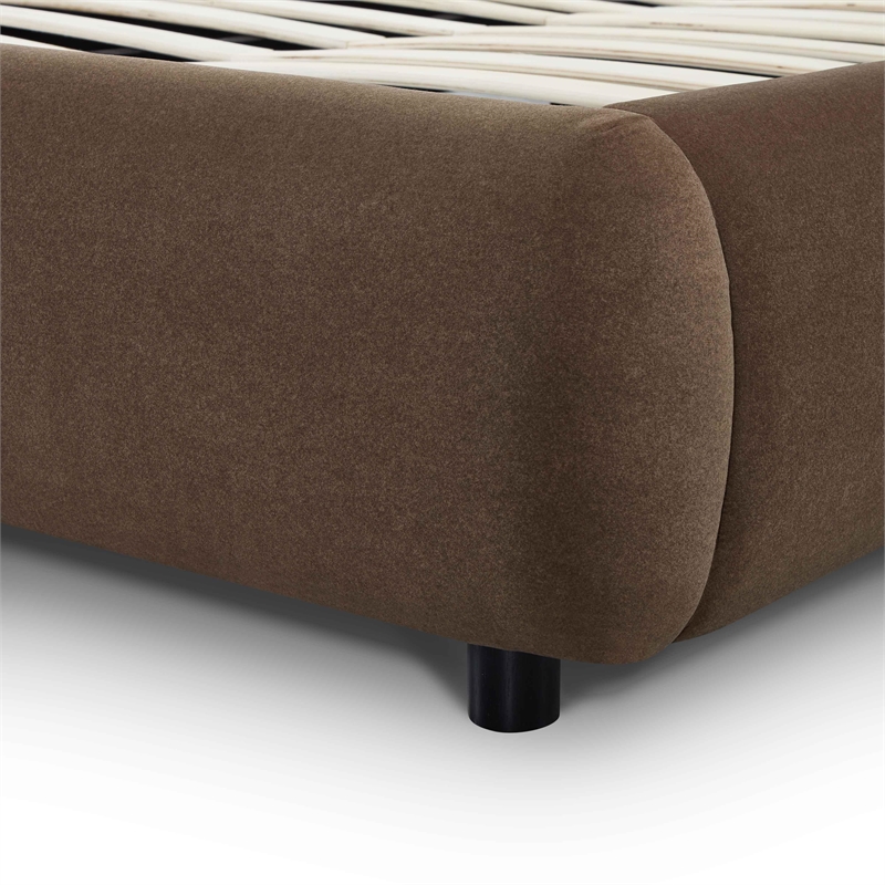 Mel Brown Faux Mohair Upholsterd Queen Bed