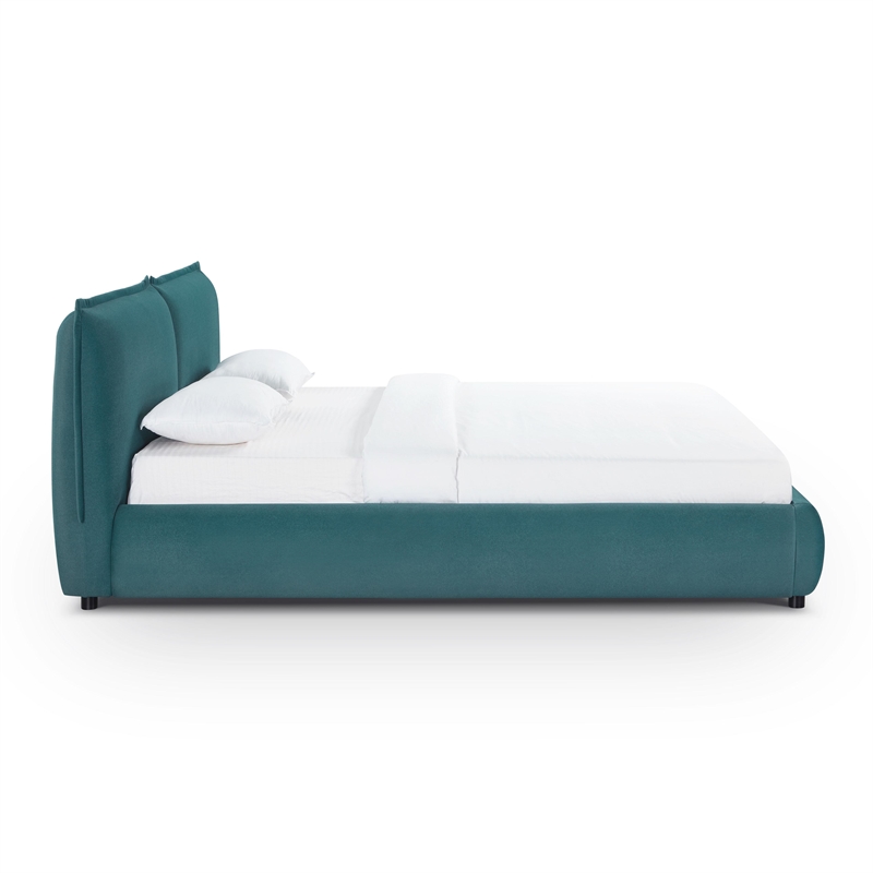 Mel Teal Faux Mohair Upholstered King Bed