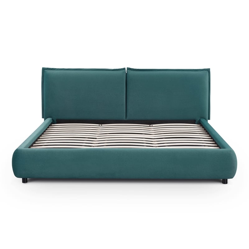 Mel Teal Faux Mohair Upholstered King Bed