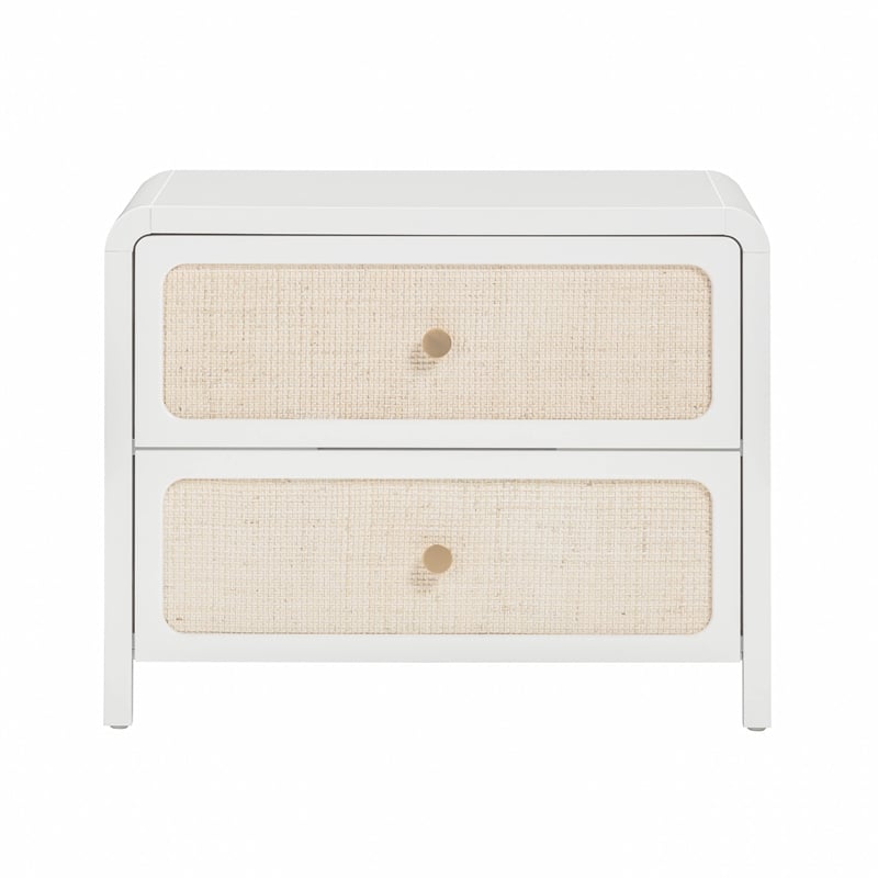 Patty White Rattan 2 Drawer Nightstand