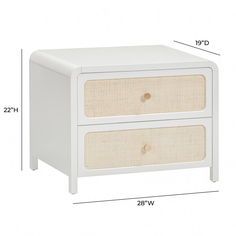 Patty White Rattan 2 Drawer Nightstand