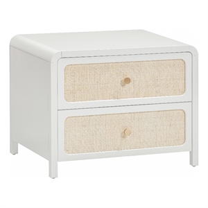 Patty White Rattan 2 Drawer Nightstand