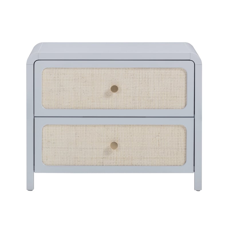 Patty Pastel Blue Rattan 2 Drawer Nightstand