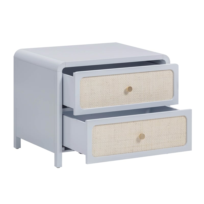 Patty Pastel Blue Rattan 2 Drawer Nightstand