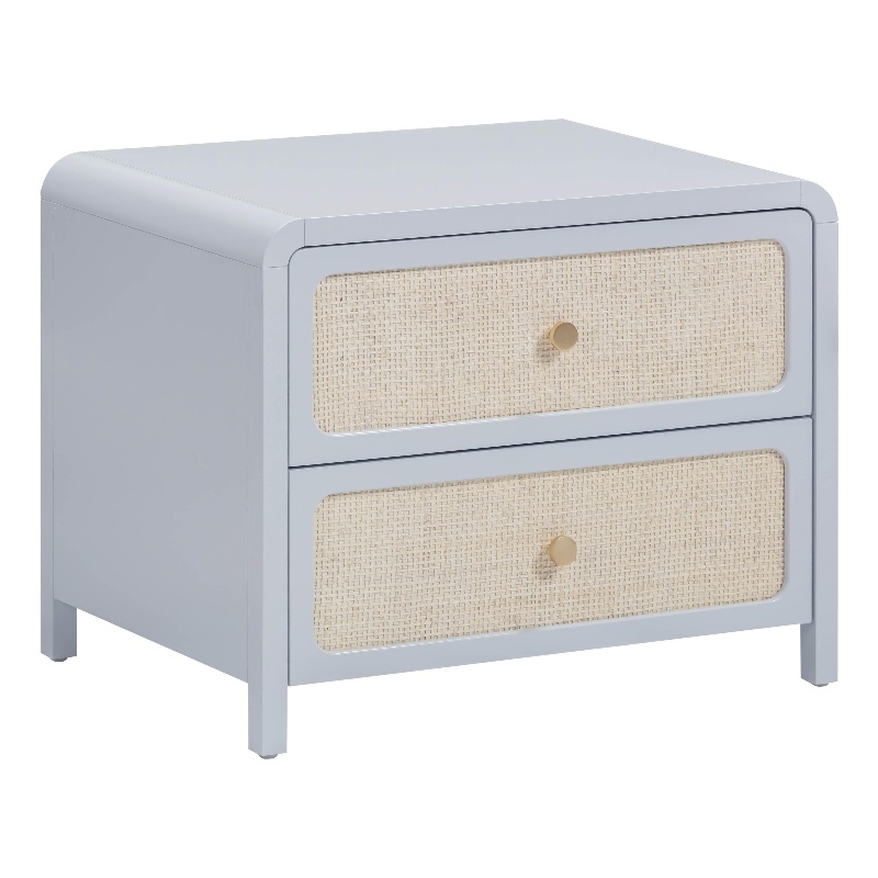 Patty Pastel Blue Rattan 2 Drawer Nightstand