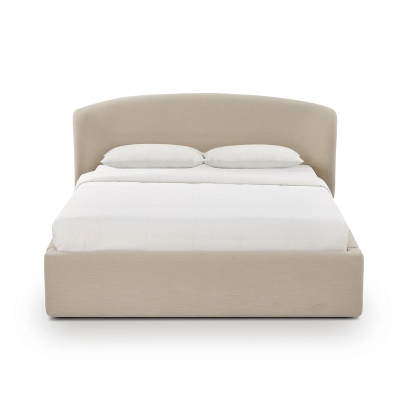 Corey Taupe Upcycled Linen Queen Storage Bed