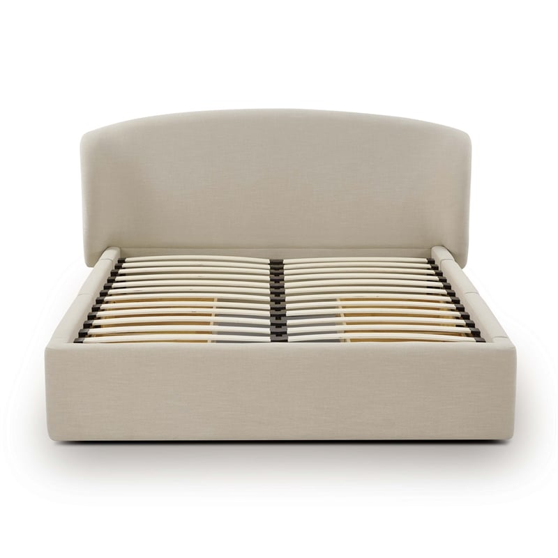 Corey Taupe Upcycled Linen Queen Storage Bed