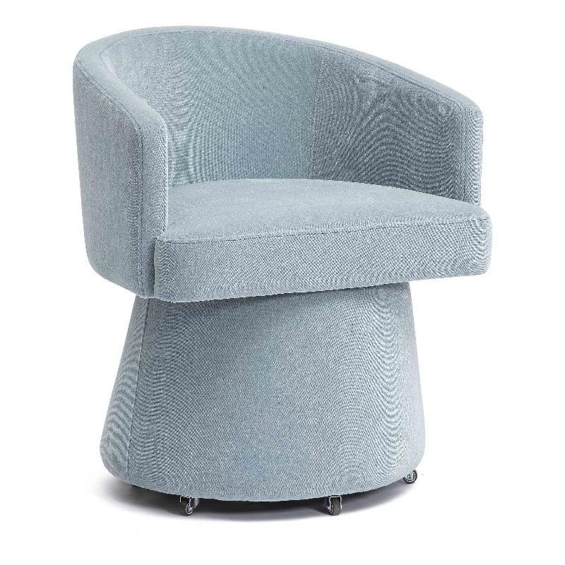 Kristen Faded Blue Upcycled Chenille Rolling Desk Chair