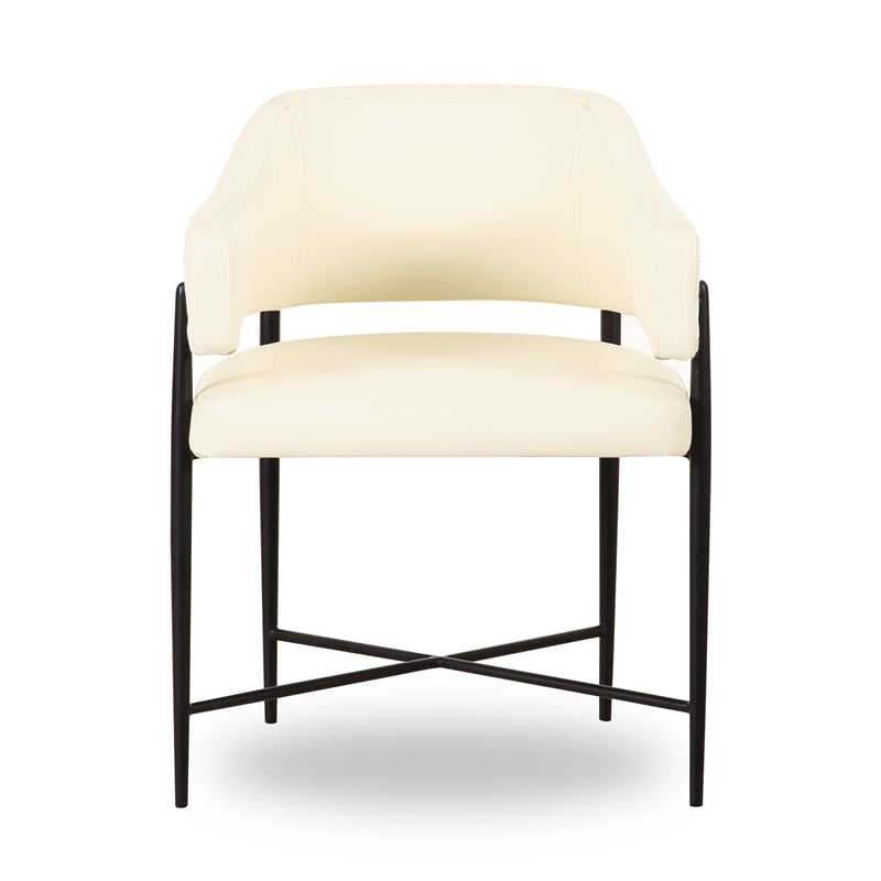 Sezanne Cream Vegan Leather and 2-Tone Jacquard Dining Chair
