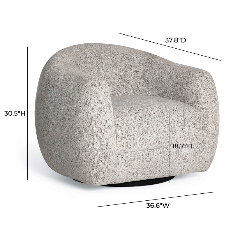 Judy Black and White Woven Fabric Swivel Chair