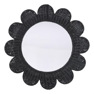 Coralie Black Rattan Round Mirror