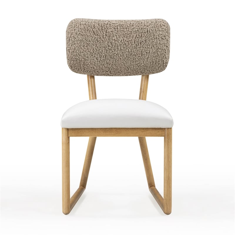 Bobbie Cream Vegan Leather and Grey Vegan Shearling Dining Chair