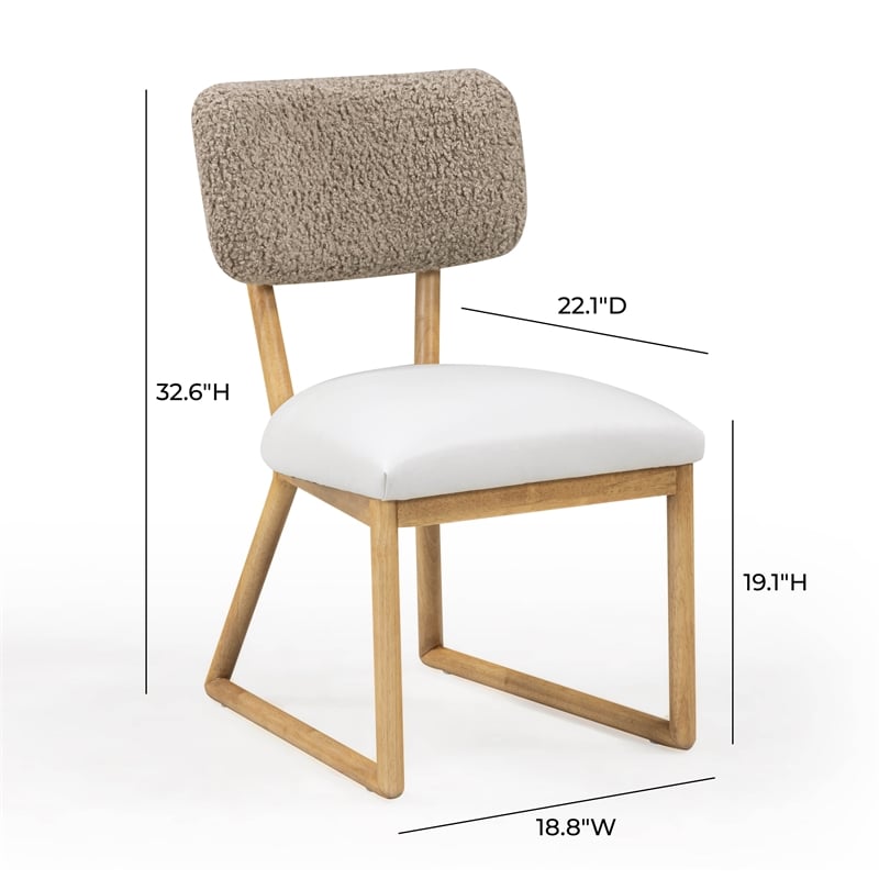 Bobbie Cream Vegan Leather and Grey Vegan Shearling Dining Chair