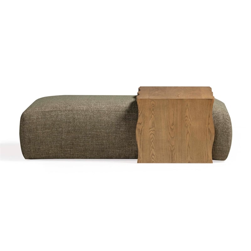 Spencer Olive Green Performance Basketweave Ottoman with Bridge Table