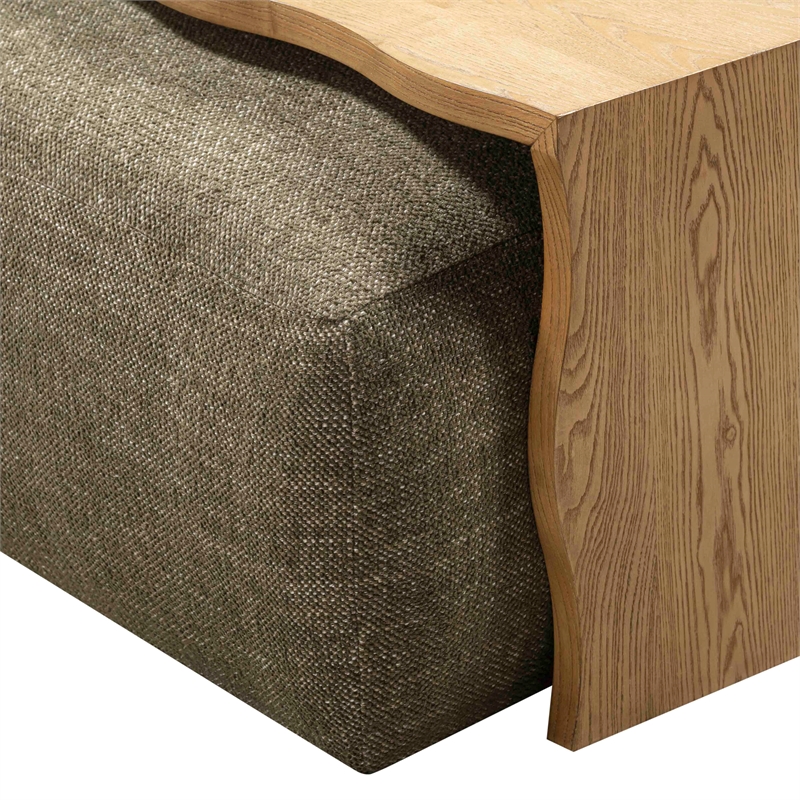 Spencer Olive Green Performance Basketweave Ottoman with Bridge Table