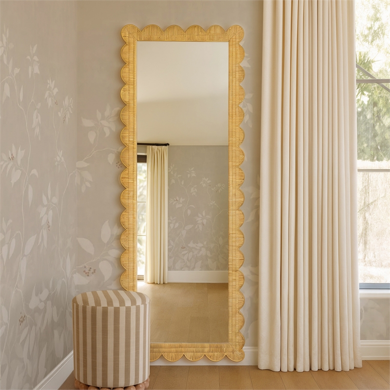 Bama Long Natural Rattan Wall Mirror