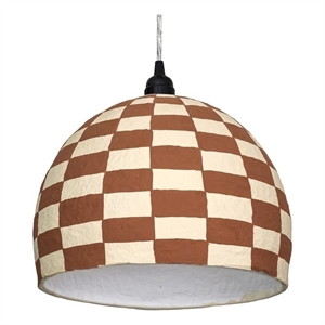 Taurus White and Terracotta Cotton Mache Pendant Lamp