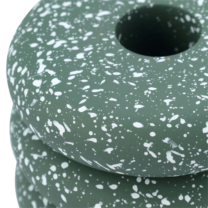 Gabby Speckled Green Stacked Candleholder