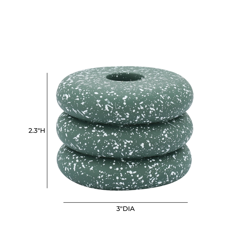 Gabby Speckled Green Stacked Candleholder