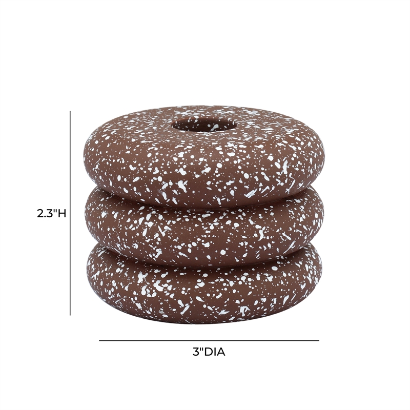 Gabby Speckled Rust Stacked Candleholder