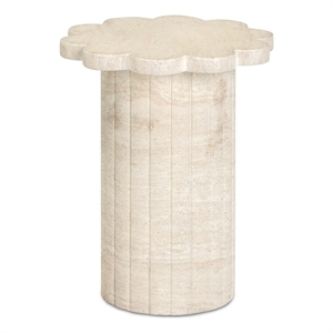 Blossom Faux Travertine Indoor/Outdoor Concrete Side Table